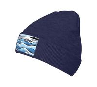 Waves Lapping at The Rocks - Gorro de punto, color negro, cómodo y agradable al tacto, adecuado para deportes al aire libre y viajes, azul marino, Talla única