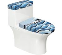 Waves Lapping at the Rocks - Juego de 2 fundas elásticas para inodoro, tapa elástica y cubierta de tanque para baño, suave, lavable, decoración de inodoro en forma de U