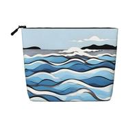 Waves Lapping at The Rocks - Neceser de viaje versátil, bolsa de maquillaje de cáñamo falso, multiusos, organizador de accesorios cosméticos, Black, Talla única