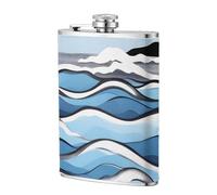 Waves Lapping at the Rocks - Petaca de cuero de 8 onzas, termo de whisky de acero inoxidable para bebidas, juego de licor de bolsillo para hombres, boda, padrino de boda