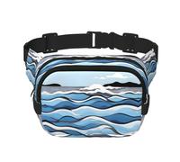 Waves lapping at the rocks - Riñonera cuadrada de doble capa, unisex, para correr, viajar, senderismo, fitness, color negro, talla única, Negro, One Size