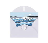 Waves lapping at the rocks - Tarjetas de felicitación nacaradas horizontales para todas las ocasiones con sobres, elegante tarjeta brillante para cumpleaños, Navidad, interior en blanco