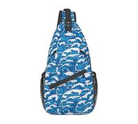 Waves Ocean Sling Bag, Chest Bag Daypack, Crossbody Sling Mochila para Viajes, Deportes, Correr, Senderismo