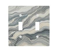 Waves - Placa de cubierta de interruptor de luz doble, línea de mármol moderna y elegante N/A de plástico gris, tamaño estándar, placas de pared decorativas para el hogar, sala de estar, dormitorio