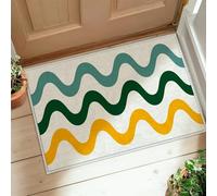 Waves Runner - Alfombra moderna y contemporánea, con líneas de curvas, color verde veraniego, antideslizante, estética, rectangular, para cocina, mesita de noche, entrada, pasillo, decoración de 2 x 3