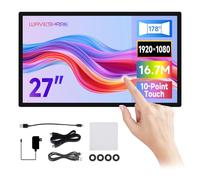 Waveshare 27inch Capacitive Touch Monitor, 1920×1080 Full HD, Optical Bonding Toughened Glass Panel, HDMI Display Interface, 10-Point Touch