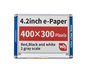 Waveshare 4.2 Inch E-Paper Display Module(B) Kit 400x300 Resolution Three-Color E-Ink Screen Electronic Paper Module with Embedded Controller for Raspberry Pi/Arduino/Nucleo Via SPI Interface