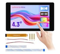 Waveshare 4.3inch DSI Capacitive Touch Display, Compatible with RPi 3 3B+/4B/5， 480 × 800, IPS Display Panel, 5-Point Touch, Optical Bonding Toughened Glass Panel