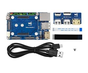 Waveshare CM4-IO-BASE-A for Raspberry Pi Compute Module 4 Bundle with USB HDMI Adapter (6 Items)