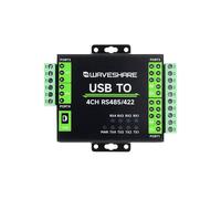 Waveshare Convertidor USB A RS485/422 de 4 Canales con Aislamiento Industrial, Chip FT4232HL, USB A RS485 de 2 Canales + RS485/422 de 2 Canales