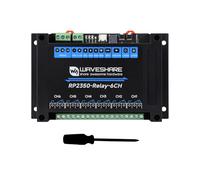 Waveshare Industrial 6-Channel RP2350 Relay Module, Onboard RS485 / Pico Hat interfaces, with Multiple Isolation Protection Circuits, Industrial-Grade, Rail-Mount Case