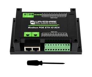 Waveshare Industrial 8-Ch Ethernet Digital Input/Output Module, Modbus RTU/Transmission Control Protocols, Supports PoE Power Supply, with Various Isolation and Protection Circuits