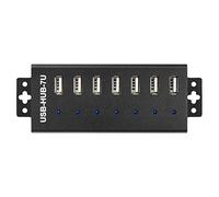 Waveshare Industrial Grade USB HUB Extending 7X USB 2.0 Ports Stable and Reliable Performance Rugged & Durable with A Variety of Protective Functions Without Power Supply