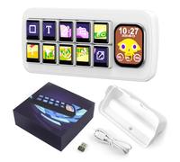 Waveshare MK10 Multi-Functional AI Voice Control Panel, Onboard 10x0.85inch Mechanical LCD Macro Keys and A 2.01inch Secondary Screen, Supports Linux + QMK Dual-System Architecture, White