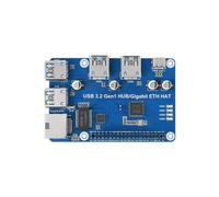Waveshare para Raspberry Pi USB 3.2 Gen1 HUB Gigabit ETH HAT Tarjeta de Expansión USB 3.2 Gen1 + 1000M Puertos ETH para Raspberry Pi 4B