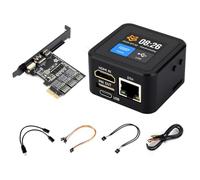 Waveshare PicoKVM Lightweight IP KVM Remote Management Tool, 1920 × 1080@60fps HDMI Video Input and HID Signal Output for Device Control, with Case+1.54inch Display+0GB eMMC Ext Board