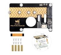 Waveshare Placa adaptadora PCIe a M.2 (D), compatible con Raspberry Pi 5, soporta unidad de estado sólido NVMe Protocolo M.2, lectura/escritura de alta velocidad