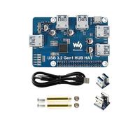 Waveshare USB 3.2 Gen1 HUB HAT compatible con Raspberry Pi 4B 3B+ 3B 2B Zero W WH, expansión USB 3.0