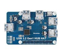 Waveshare USB 3.2 Gen1 HUB HAT compatible con Raspberry Pi 4B/3B/3B+/Zero/Zero W, USB 3.2 Gen1 x 4, puertos Plug and Play sin controladores