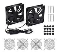 Waveshare USB 5V 120mm Quiet Cooling Fan, 3-Speed Adjustable, PWM Control, High Airflow, Anti-Vibration Design, Compatible with Multiple Devices, Dual Fans and USB-A Cable