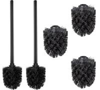 WAVEWO Escobilla WC, 2 Juegos de Escobillas para Inodoro de Acero Inoxidable 304, 3 Cabezales de Escobilla de Repuesto, 7 cm de diámetro, Adecuado para portaescobillas de Uso común (PP Negro)