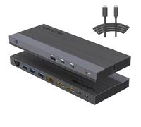 WAVLINK 13 en 1 USB C Triple Display Docking Station, Soporte de Carga de 65W para PC, MAX 8K@30Hz con DisplayPort, HDMI, PD, USB 3.0/3.2, Gigabit Ethernet, Jack de Audio.