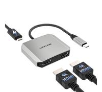 WAVLINK Adaptador HDMI, Divisor USB C a HDMI Dual, HDMI Dual 4K a 60Hz, 100W PD, Compatible Solo con DELL XPS/HP/Lenovo/Surface/Type C portátil/Sistema Windows