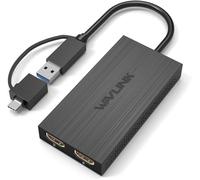 WAVLINK Adaptador USB 3.0 o USB C a HDMI para Dos monitores, Adaptador de vídeo Universal para Mac y Windows, Thunderbolt 3/4, USB 3.0 o USB-C, 1080p@60Hz