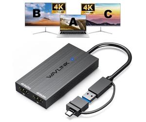 WAVLINK Adaptador USB 3.0 o USB C Displaylink Dual HDMI 4K 60Hz para Monitores Dobles, USB A/C a Salida HDMI 4K para Mac M1/M2/M3 o Windows 10/11