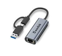 WAVLINK Adaptador USB a Ethernet 2.5G, 2500Mbps USB C y Thunderbolt 3 a RJ45 Gigabit, para Mac, Windows y Linux