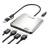 WAVLINK Adaptador USB C a HDMI 4K y DP,Pantallas Cuádruples Ampliadas para MacBook Neo/Mac/Windows,Docking Station para Dos Monitores 8K o Cuatro Monitores 4K,Puerto DP (120Hz)