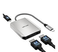 WAVLINK Adaptador USB C a HDMI Dual, Adaptador HDMI Dual 4K a 60 Hz con Suministro de energía de 100 W para portátiles DELL, XPS, HP, Lenovo, Thunderbolt 3/4, portátiles Windows Systerm