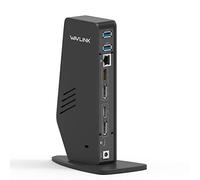 WAVLINK Base de carga USB C Dual 4K para ordenador portátil con alimentación de 65 W para portátiles Soporta DisplayPort y HDMI para Windows o MacOS (Gigabit Ethernet, audio, 5 puertos USB)