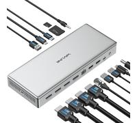 WAVLINK DL7400 10K USB C Docking Station, DisplayLink Quad 4K Dock for M1/M2/M3 Mac & Windows, 15 in 1 Laptop Dock with 100W Charging, 4xDisplayPort (1.4), 2.5G LAN, USB 3.2-A/C