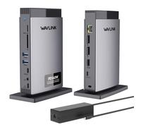 WAVLINK Docking Station 3 Monitores, 4K144Hz/8K30Hz, PD3.1 140W, 2*DP+HDMI | Reddot Pantalla Triple USB C Hub, Doble 4K@60Hz, USB-C/A, RJ45 Gigabit, SD/TF, Audio Compatible con Dell/HP/Lenovo/Windows