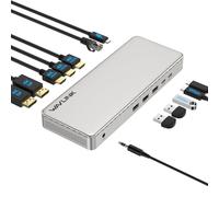 WAVLINK Docking Station 3 Monitores, SM770 Docking Station con Triple HDMI, Dual DP, Entrada PD de 120W, USB A&C de 10Gbps, Puerto Ethernet 2,5G, Compatible con Intel/M1/M2/M3/M4 MacBook