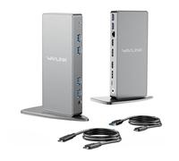 WAVLINK Estación de Acoplamiento Displaylink USB-C Universal con 2 Puertos HDMI y DP, Gigabit Ethernet, 6 Puertos USB 3.0, Audio, micrófono, Compatible con Mac OS y Windows