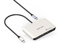 WAVLINK Adaptador USB-C a HDMI, Adaptador de Cuatro monitores para Sistemas M1/M2/M3/M4 macOS, Entrada PD de 140 W, 4 Puertos HDMI, Salida Quad-4K, Controlador SMI y USB 3.2 Host requerido