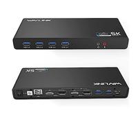 WAVLINK Estación de Acoplamiento Universal para portátil USB 3.0, USB C a 5K/ Dual 4K @60Hz Salidas de vídeo Dual Monitor para Windows
