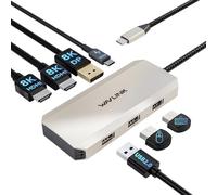 WAVLINK - Estación de acoplamiento USB C, 3 monitores con HDMI dual + DP, 100 W PD, 3 puertos USB compatibles con Dell/HP/Lenovo, Windows Systerm