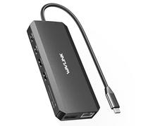 WAVLINK Estación de acoplamiento USB C para monitor dual, hub USB C para portátil con triple pantalla, USB C a 2 HDMI, DisplayPort, carga PD, Ethernet, 5 USB, lectura SD/TF, audio para MacBook, Dell,