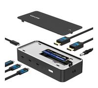 WAVLINK Estación de Acoplamiento USB4 para Trabajo Creativo Profesional, Pantalla 8K única / 4K Triple, PD 130W, USB4 40Gbps, USB-C 20Gbps, Carcasa SSD NVMe M.2 20Gbps con Ventilador refrigerante