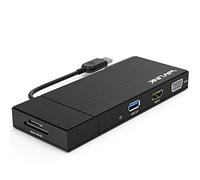 Wavlink HUB USB 3.0 a DVI/VGA/HDMI con Puerto Gigabit Ethernet, Puerto HDMI (2560 x 1440), DVI/VGA (2048 x 1152/1920) + Adaptador DVI a VGA,Soporta Windows Mac OS X, Negro