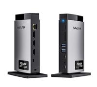 WAVLINK Laptop Docking Station Triple Pantalla (Single 8K@30Hz/4K@144Hz), USB C Dock 125W PD3.1 Pass-Through, 2*HDMI, DP, Ethernet, SD/TF, para Windows