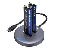 WAVLINK M.2 NVMe SSD Cloner, 10G Dual-Bay NVMe to USB-C/A Docking Station, Supports One-Click Offline-Clone, 2x8TB Capacity, UASP, Tool&Driver-Free, Design for SSDs in Size 2230/2242/2260/2280/22110