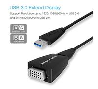 WAVLINK USB 3.0 a VGA Adaptador Externo Tarjeta Gráfica Conversor de Vídeo hasta 1920 × 1080 con USB 3.0 a Micro B Cable Extender y Modo de Espejo para Windows 7/8/10