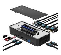 WAVLINK USB C Docking Station, Laptop Dock 12 en 1 con SSD Enclosure M.2 PCIe/SATA de 10Gbps, Triple Display (3 * 4K@60Hz: 2 HDMI / 1 DP), PD de 100W, USB C/A, SD/TF y Gigabit para Windows y Mac OS