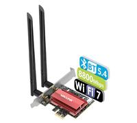 WAVLINK WiFi 7 PCle Tarjeta de Red BE8800,Tri-Band BE200 con Bluetooth5.4,Soporte de Perfil bajo,MU-MIMO,disipador de Calor,para PC de sobremesa con Windows 10/11, No admite Placas Base AMD