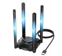 WAVLINK WiFi 7 USB WiFi Dongle para PC, Adaptador USB WiFi Tri-Banda BE6500 con Controlador Integrado, WPA3, MLO & Multi-RU, Antenas de Alta Ganancia 5dBi, Solo para Windows 11/10