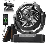 Wavmill Ventilador de camping 3 en 1, ventilador portátil desmontable de 36000 mAh, recargable con luz y gancho, ventiladores alimentados por pilas para exteriores, interiores, tiendas de campaña